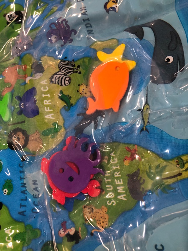 Photo 2 of *Used/WET* flashbluer 4-in-1 Tummy Time Water Mat with Baby Mirror & Baby Teethers and Rattles