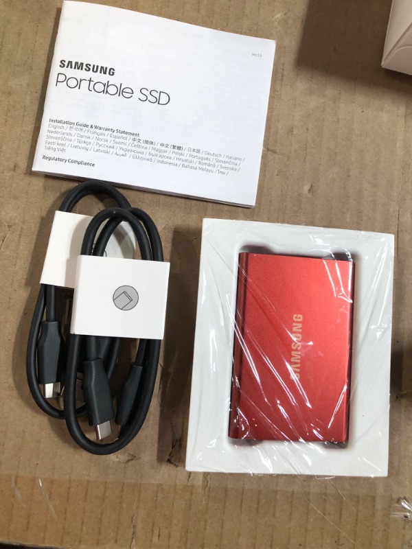 Photo 1 of SAMSUNG T7 1TB, Portable SSD, up to 1050MB/s, USB 3.2 Gen2, External Solid State Drive (MU-PC1T0R/AM), Red 