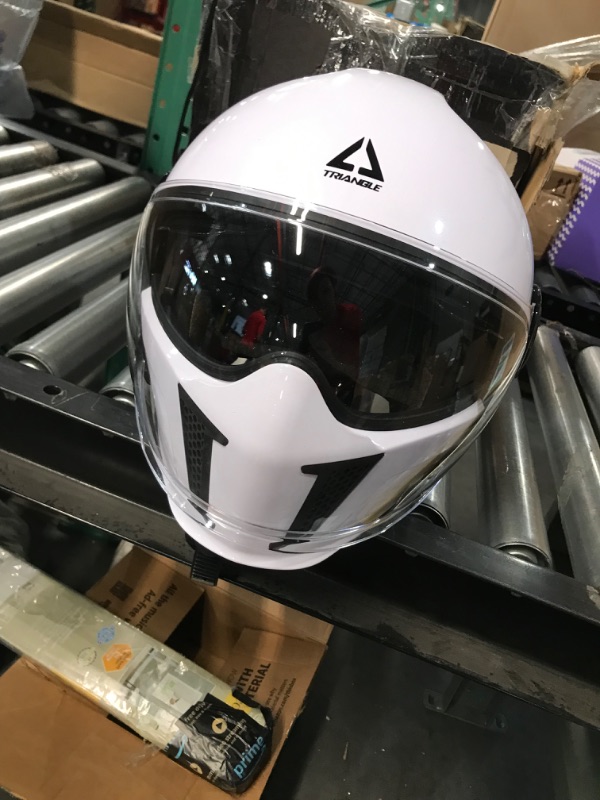 Photo 4 of *USED/SEE NOTES** TRIANGLE Open Face Motorcycle Helmet 3/4 Half with Sunshield for Men, XXL, White