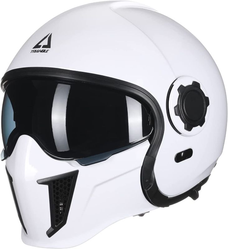 Photo 1 of *USED/SEE NOTES** TRIANGLE Open Face Motorcycle Helmet 3/4 Half with Sunshield for Men, XXL, White