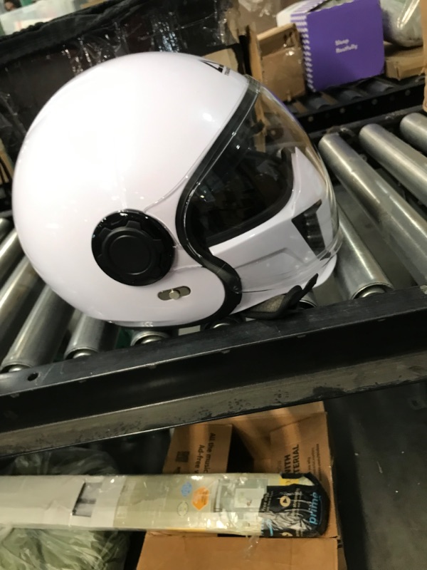 Photo 3 of *USED/SEE NOTES** TRIANGLE Open Face Motorcycle Helmet 3/4 Half with Sunshield for Men, XXL, White