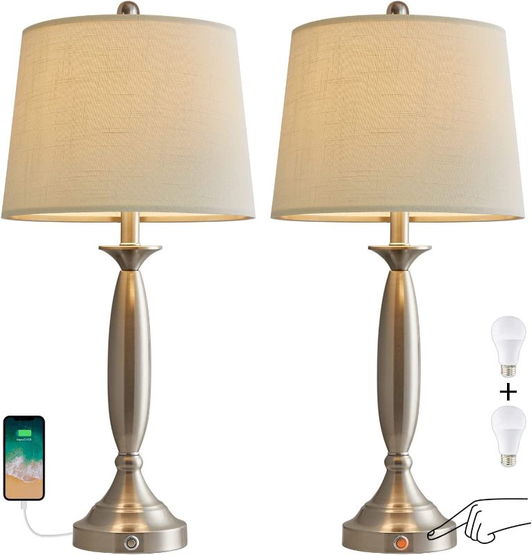 Photo 1 of **USED/SEE NOTES** Dimmable Touch Control USB Table Lamps Set of 2 **NO BULBS** 