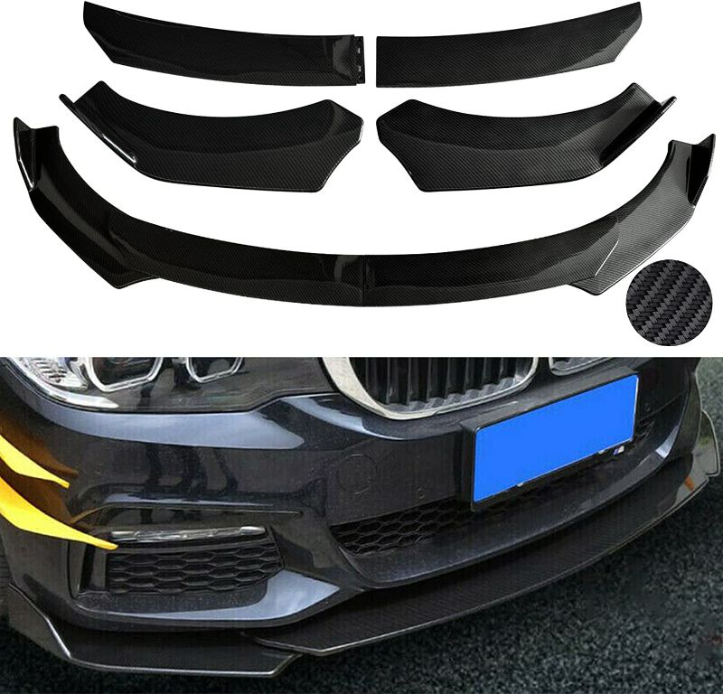 Photo 1 of **PARTS ONLY/ INCOMPLETE** Top10 Racing Universal Carbon Fiber Pattern Style Front Bumper Lip Chin Spoiler Compatible with Audi, Ford, BMW, Honda, Chevrolet, Civic, Benz, Mazda, GMC Car