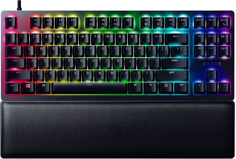 Photo 1 of *USED/SEE NOTES** Razer Huntsman V2 TKL Tenkeyless Gaming Keyboard: Fastest Clicky Optical Switches Gen2 w/ Sound Dampeners & 8000Hz Polling Rate - Detachable TypeC Cable, Classic Black