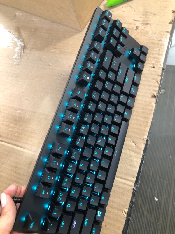 Photo 2 of *USED/SEE NOTES** Razer Huntsman V2 TKL Tenkeyless Gaming Keyboard: Fastest Clicky Optical Switches Gen2 w/ Sound Dampeners & 8000Hz Polling Rate - Detachable TypeC Cable, Classic Black