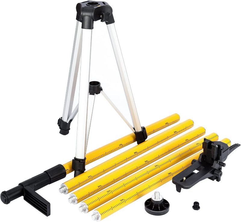 Photo 1 of **USED/SEE NOTES** Laser Level Pole with Adjustable Mount 5/8''&1/4'' thread, Telescoping tripod pole 12FT/3.7M with Tripod and for Rotary and Line Lasers (MET-SP6 Pole With Tripod)