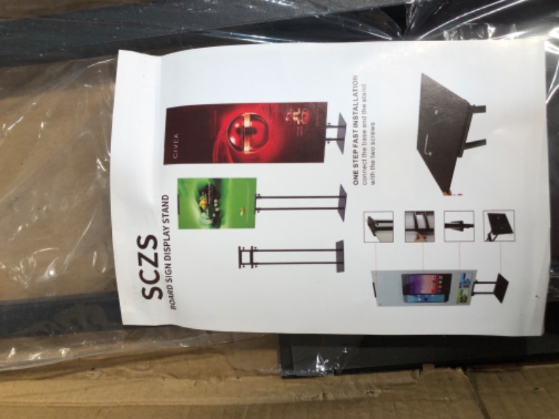 Photo 3 of ***ONE STAND ONLY*** SCZS Heavy Duty Floor Poster Standing Display Poster Sign Holder with Non-Slip Mat Base Adjustable Height Up to 75 inches for Board & Foam (Black) Regular model in black 1Pack