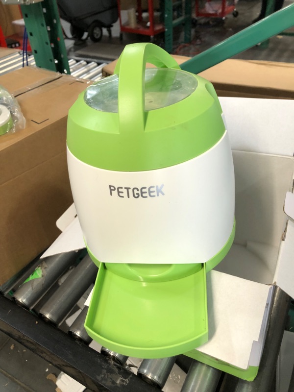 Photo 4 of **USED/UNABLE TO TEST/SEE NOTES** PETGEEK Automatic Dog Feeder Toy, Interactive Puzzle Treat Dispensing, Electronic Food Dispenser Remote Control,Green Color 