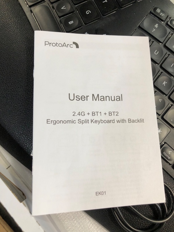 Photo 5 of **USED/SEE NOTES** ProtoArc Backlit Wireless Ergonomic Keyboard, EK01 Bluetooth Ergo Split Keyboard with Wrist Rest, Natural Typing, Multi-Device, Rechargeable, Windows/Mac/Android