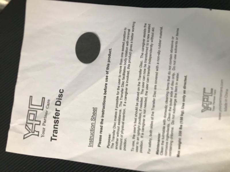 Photo 4 of **USED/SEE NOTES** YPC Transfer Disc, Pivot Disc for Transfers, Weight Transfer Device & Mobility Aid with 360 Degree Rotation, 15" Diameter(Large) 