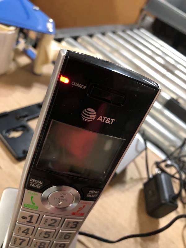 Photo 1 of AT&T DECT 6.0 Expandable Cordless Phone with Answering System, Silver/Black with 3 Handsets 3 Handsets Cordless Phone