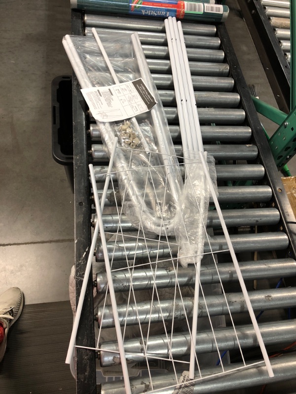 Photo 1 of Jecpuo White Garment Rack Clothes Rack with Shelves