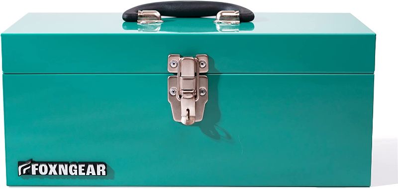 Photo 1 of 16" Portable Steel Heavy-duty Tool Box 18-Gauge with Metal Latch and Handle Green