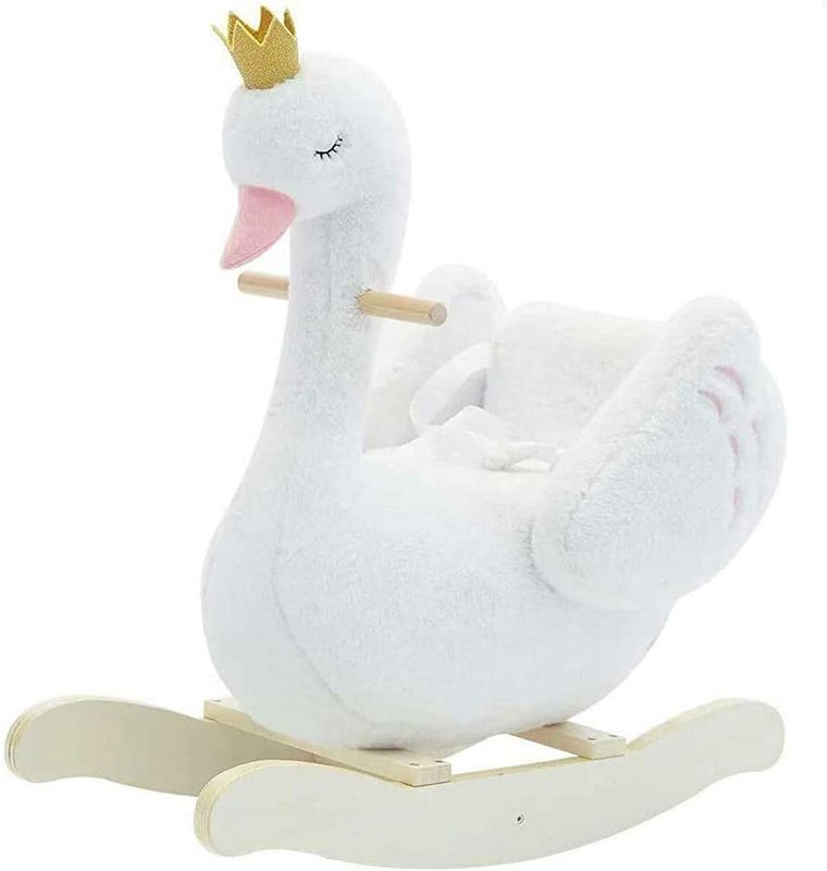 Photo 1 of **MISSING ROCKER LEGS**
labebe - Plush Rocking Horse Wooden, Baby Riding Animal White, Kid Ride On Toy 