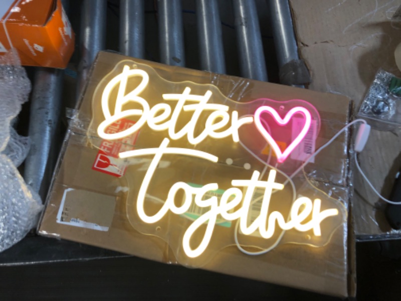 Photo 2 of Better Together Neon Sign for Wedding Wall Decor LED Light Signs Aesthetic Room Decor LED Sign for Bedroom Home Decor USB Operated Wall Art 