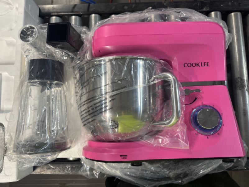 Photo 4 of *UNTESTED* COOKLEE 6-IN-1 Stand Mixer, 8.5 Qt. Multifunctional Electric Kitchen Mixer with 9 Accessories for Most Home Cooks, SM-1507BM, Pink