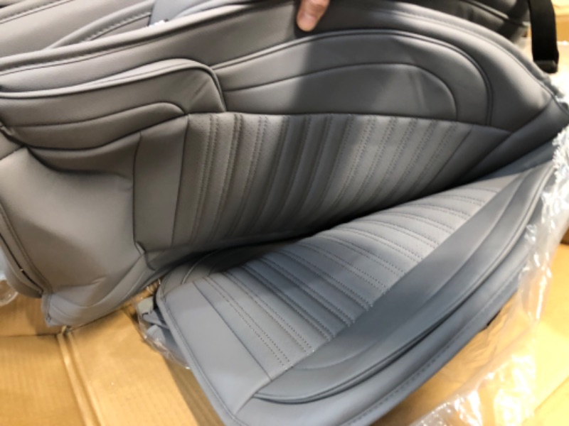 Photo 5 of **USED BUT APPEARS NEW**  LINGVIDO Leather Car Seat Covers,Breathable and Waterproof Faux Leather Automotive Seat Covers, Gray 5 Sets Full Seat