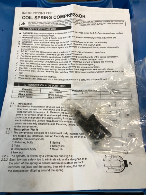 Photo 2 of **UNABLE TO TEST** Amerbm Spring Compressor Tool Macpherson Interchangeable Fork Strut Coil Extractor Tool Set with Safety Guard (Overload Protection Device) and Carrying Case Allow The Use of Impact Wrenches