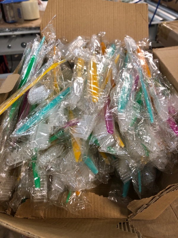 Photo 3 of 250 Pcs Disposable Toothbrushes Individually Wrapped , 5 Color