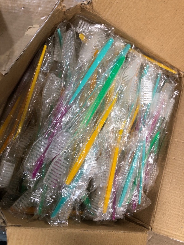 Photo 2 of 250 Pcs Disposable Toothbrushes Individually Wrapped , 5 Color