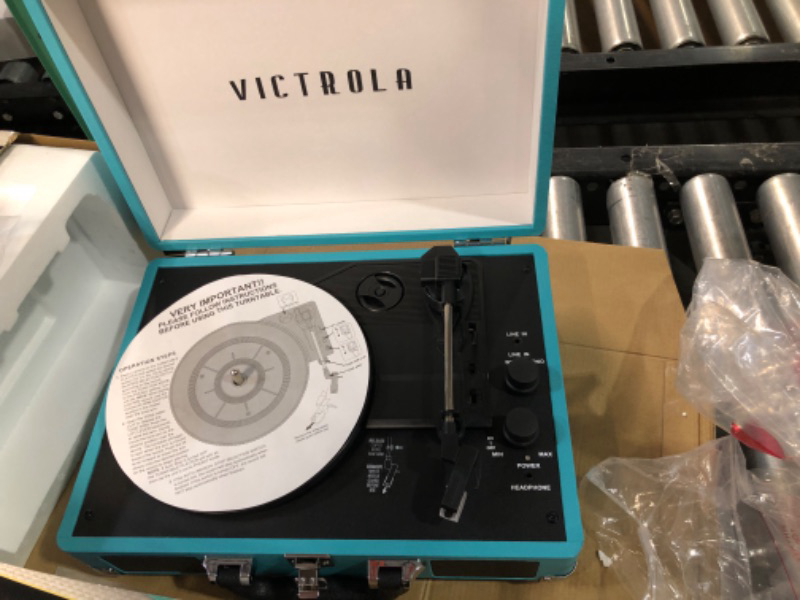 Photo 2 of Victrola Vintage 3-Speed Bluetooth Portable Suitcase Record Player & Vintage Vinyl Record Storage and Carrying Case, 