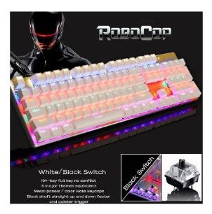 Photo 1 of Ajazz Robocop Usb Gaming Mechanical Keyboard 104 Keys RGB LED White Blue Switch
