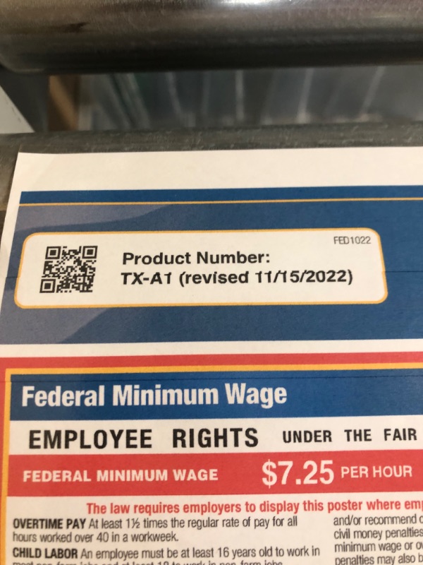 Photo 2 of Texas 2023 Labor Law Poster – All in One State and Federal Laminated 21” x 50” Poster – Updated EEOC, Workers’ Compensation Ombudsman Program, Child Labor Laws and Minimum Wage Requirements – Remote Employee Solution