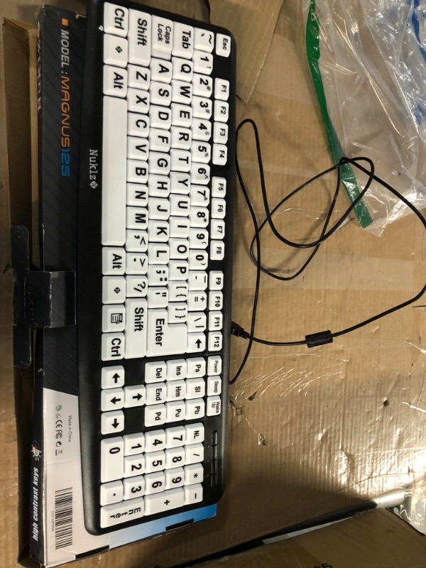 Photo 2 of Nuklz N Large Print Computer Keyboard | Visually Impaired Keyboard | High Contrast Black and White Keys