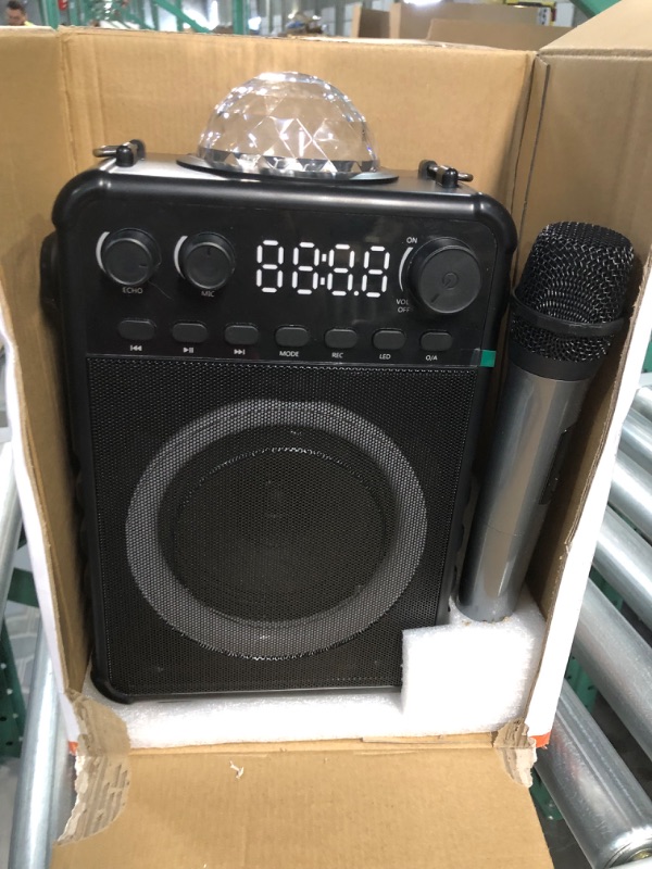 Photo 2 of VerkTop Kid Karaoke Machine with 2 Wireless Microphones, Bluetooth Karaoke Speaker Machine  ***** MISSING POWER CORD USB C **** TESTED FUNCTIONS