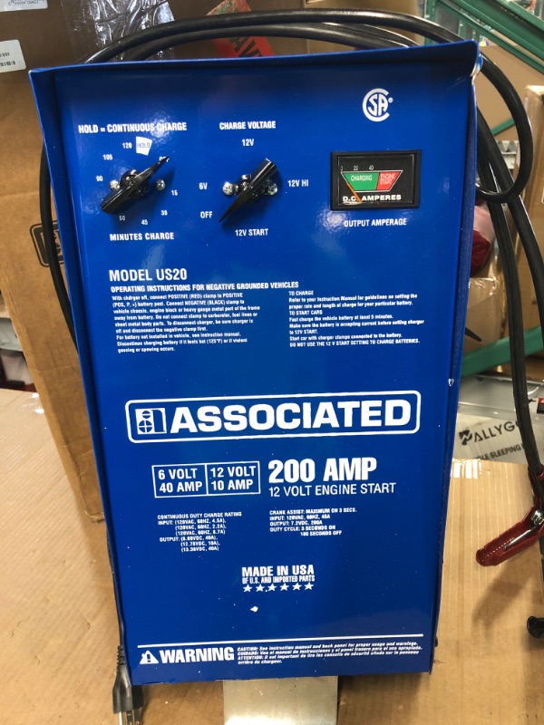 Photo 3 of Associated Equipment US20 6/12 Volt Value Battery Charger Blue 24 Inch