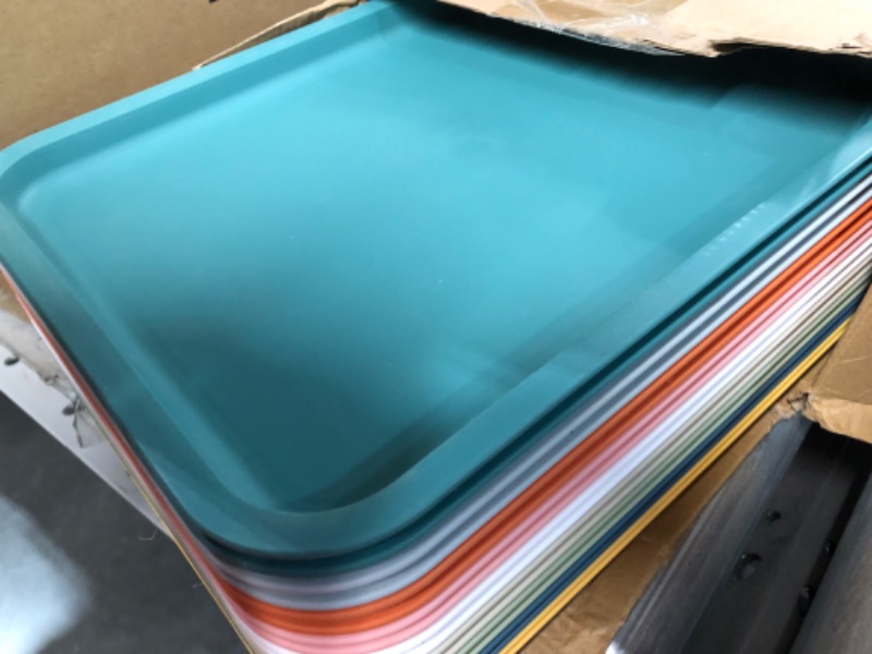 Photo 2 of *SEE NOTES* 18 Pcs Plastic Fast Food Trays Bulk Colorful Restaurant Serving Trays Cafeteria Trays 