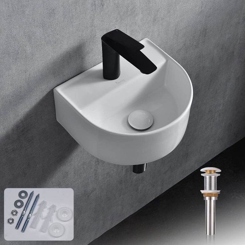 Photo 1 of *SEE NOTES* Davivy 12.4" x 11'' U-Shaped Wall Mount Bathroom Sink with Pop Up Drain 