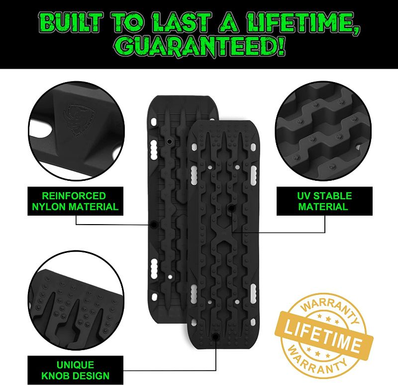 Photo 1 of Rhino USA Recovery Traction Boards (Black) - Ultimate Offroad Tracks Board for 4x4 Vehicles - Best Off-Road Accessories for Sand, Mud & Snow - Heavy Duty Zipper Carry Bag Included