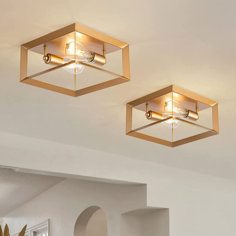 Photo 1 of brfaixla 2 Pack Gold Semi Flush Mount Ceiling Light Fixture 11" 