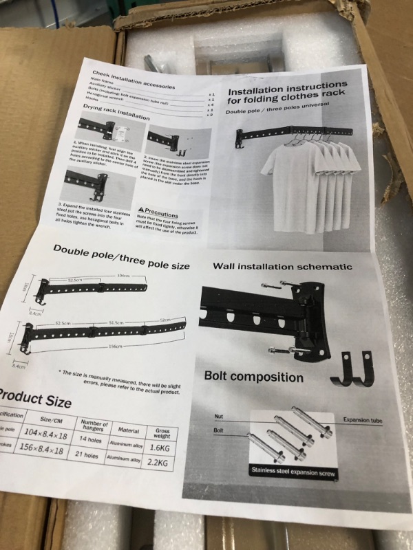 Photo 1 of ZdwCyl Clothes Drying Rack,Laundry Drying Rack Wall Mount, Space Saver Clothes