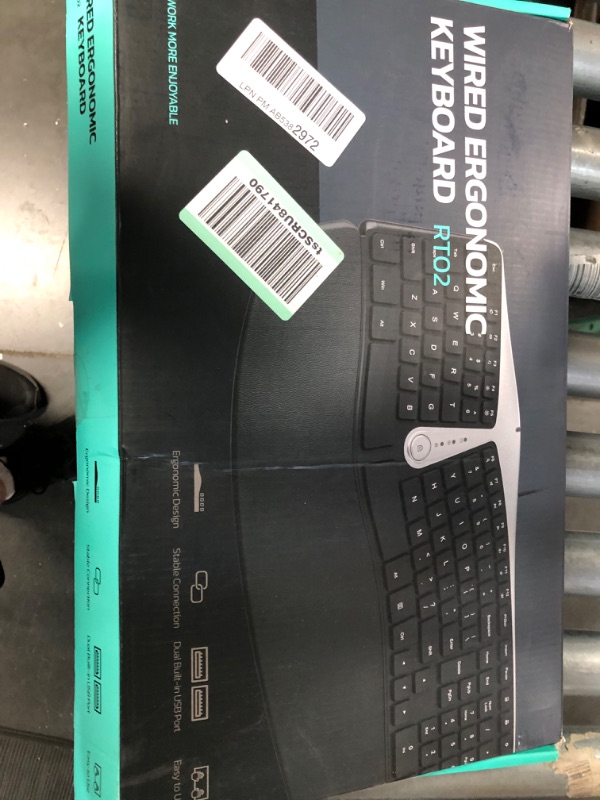 Photo 2 of Nulea Ergonomic Keyboard, Wired Split Keyboard with Pillowed Wrist and Palm Support, Featuring Dual USB Ports, Natural Typing Keyboard for Carpal Tunnel, Compatible with Windows/Mac