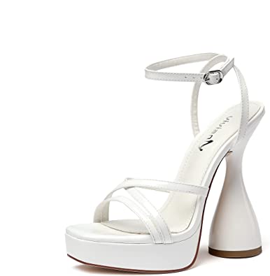 Photo 1 of vivianly Women's Square Toe Platform High Heels Ankle Strap Chunky Block Heeled Sandals