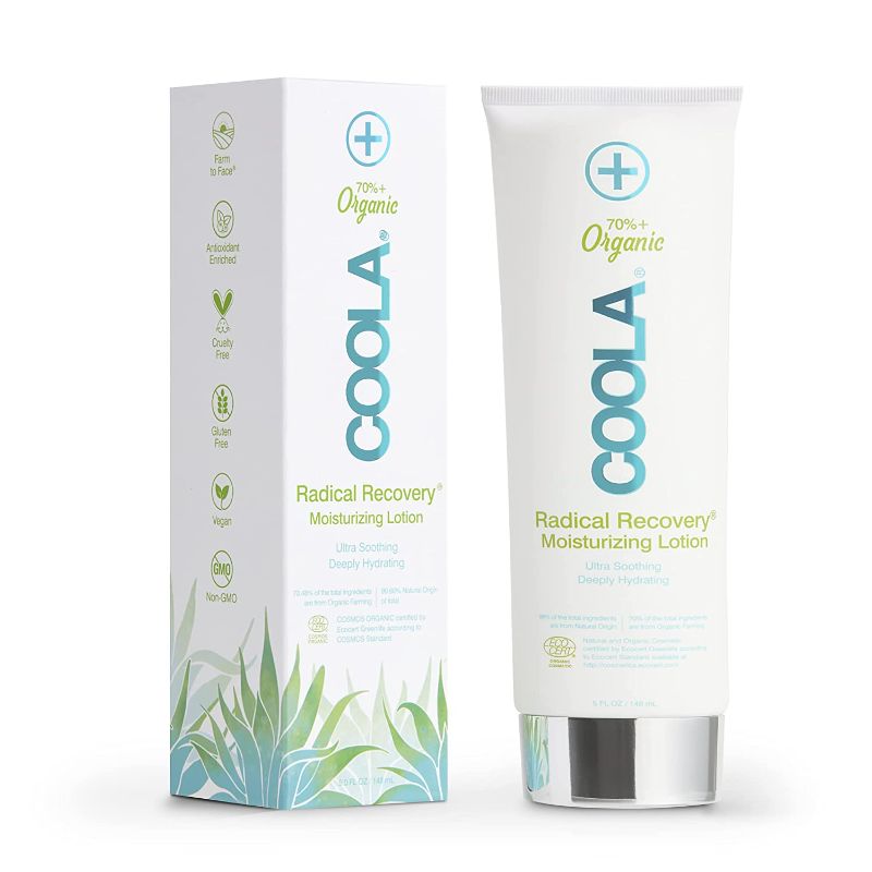 Photo 1 of 2 bottles of COOLA Organic Radical Recovery After Sun Body Lotion, Includes Aloe Vera, Agave and Lavender Oil for Sunburn Relief, 5 Fl Oz