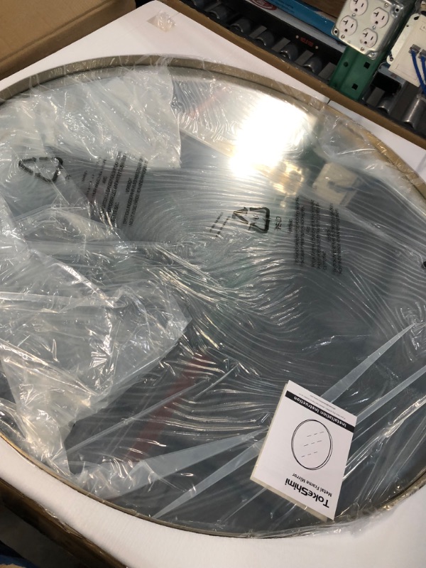 Photo 1 of TokeShimi Round Gold Mirror 36 Inch Round Bathroom Mirror for Wall with Non-Rusting Aluminum Alloy Brushed Gold Matte Metal Frame Modern Circle Mirror Fit in Minimalist Multi Style Home Decor Round 36 IN Gold