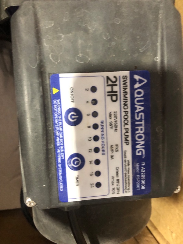 Photo 1 of *USED*Aquastrong 1.5 HP In/Above Ground Single Speed Pool Pump, 115V, 8100GPH, 