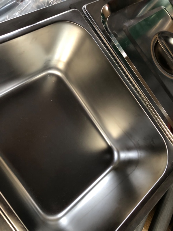 Photo 1 of (DOESNT TURN ON)VEVOR 110V 2-Pan Commercial Food Warmer 1200W Electric Steam Table 15cm/6inch Deep Stainless Steel Bain Marie 17 Quart