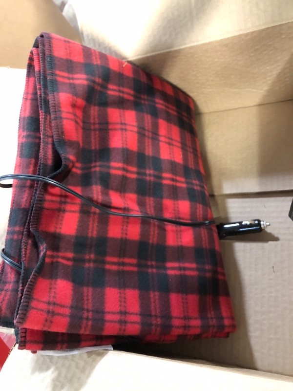 Photo 3 of Car Cozy 2 - 12-Volt Heated Travel Blanket (Red Plaid, 58" x 42") with Patented Safety Timer by Trillium Worldwide