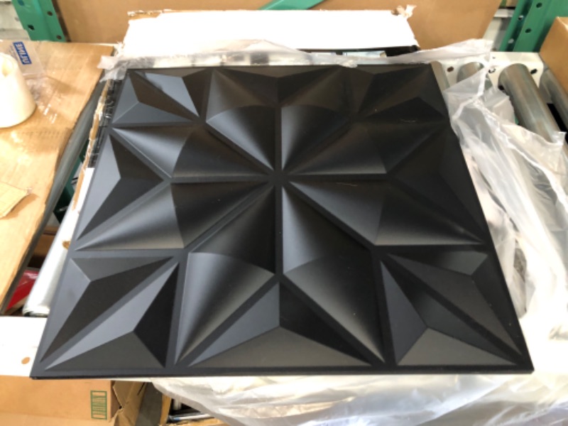 Photo 2 of *IN GOOD CONDITION* Art3d Decorative 3D Wall Panels in Diamond Design, 50x50cm Matte Black 12pack