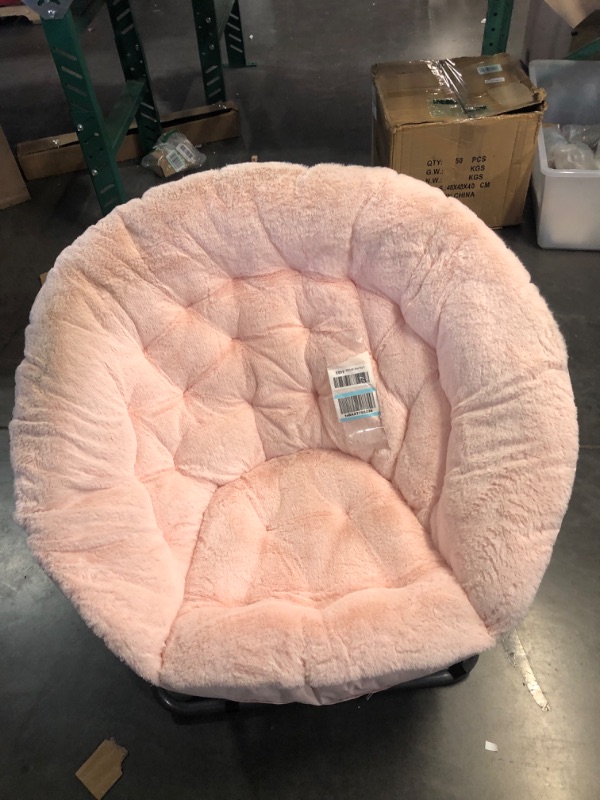 Photo 1 of *SEE NOTES* Urban Shop Faux Fur Saucer Chair, Blush 36.2D x 36.2W x 31.9H in