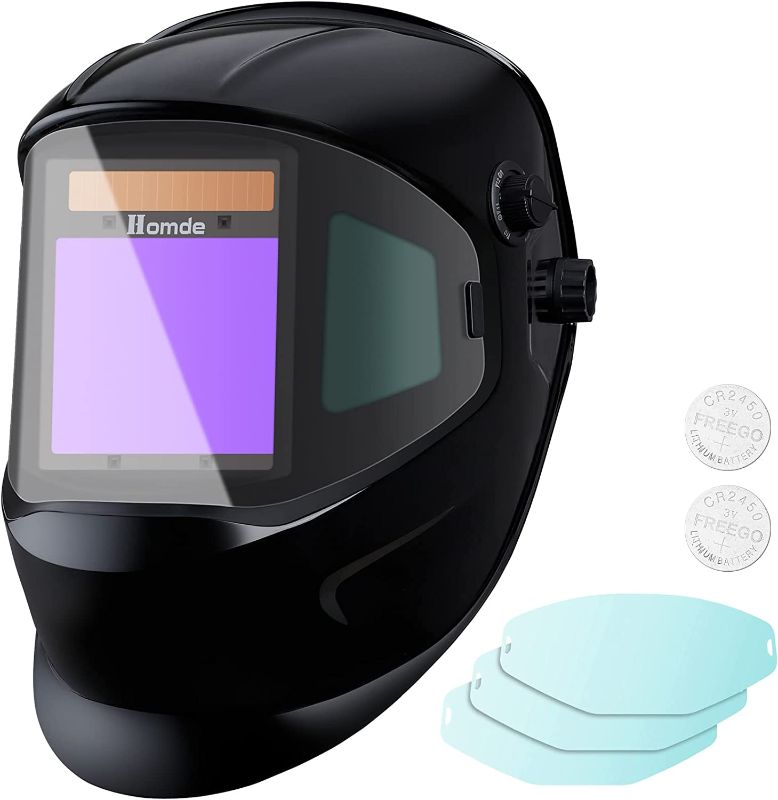 Photo 1 of *POSSIBLY MISSING PIECES* Homde Welding Helmet 4.05"x3.54" Large Viewing Screen with Side View