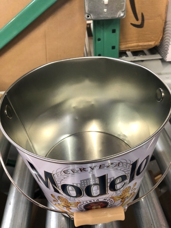 Photo 5 of *SEE NOTES - DAMAGED* The Tin Box Company Modelo Beverage Bucket with Wire Handle 