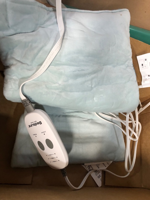 Photo 1 of Bedsure Weighted Heating Pad with Massager - Electric Heating Pad for Back with Massaging Vibration, 3 Heating Levels & 3 Massage Types, 9 Relaxing Combinations, 12” x 24”,Grey Large Grey