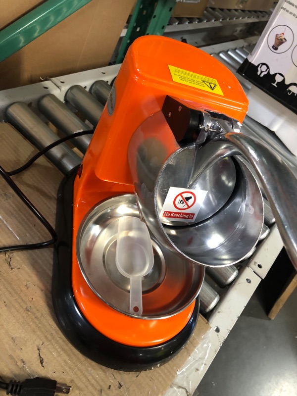 Photo 1 of Ice Shaver, Electric Shaved Ice Machine With Three Fully Stainless Steel Blades, Ice Crusher Machine For Shaved Ice, Snow Cone Machine For Commercial&Home Use, Strong Powerful 300Lbs/Hrs. LARGE-Orange