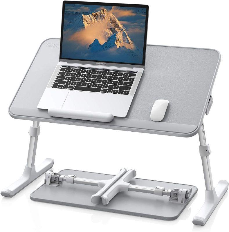 Photo 1 of *SEE NOTES* SAIJI Overall Length 38.6” Flexible Leather Laptop Bed Tray Table, Gray