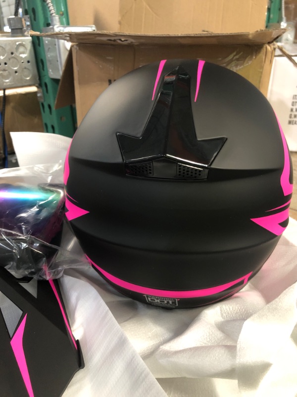 Photo 3 of *APPEARS NEW* Anti-Collision Dirt Bike Helmet Trend Skull ATV DOT Approved BMX Helmet, Mask Goggles Gloves, Dirt Bike Downhill Off-Road Helmet 4-Piece Set Pink Large